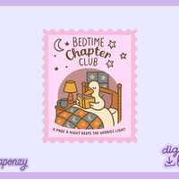 Kawaii Cottagecore Goose Reading PNG | Bedtime Chapter Club PNG | Cozy Book Lover Sublimation | Whim