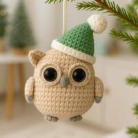 Handmade Crochet Owl Christmas Ornament Winter Holiday, Soft & Cozy Owl Doll, Winter Home Decor 