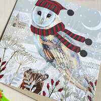 New Christmas designs for 2025.Christmas Owl card.Original design printed on 150mm SQ card. Kraft en