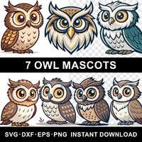 Owl Mascot SVG Vector Bundle: Sport Logo Designs (Digital Download)