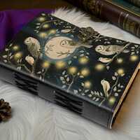 Owl Leather Journal &ndash; Gothic Handmade Grimoire, 400 Pages