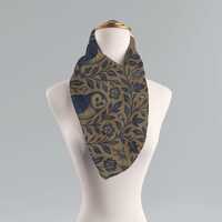 Owl and Cricket Long Scarf, Nocturnal Botanical Garden, Bronze Midnight Navy