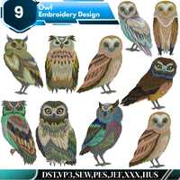 Owl Embroidery Design, Elegant Mystic Owl Embroidery, Monochrome Wisdom Embroidery, Cute Owl Embroid