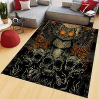 Owl Skull Modern Rug, Gothic Home Decor, Living Room Rug (15.7x23.6 inch)