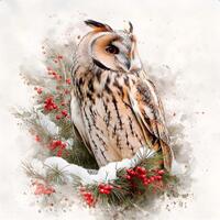 Winter Owl II - Velvet panel - upholstery velvet panel - fabric for a pillowcase - different sizes