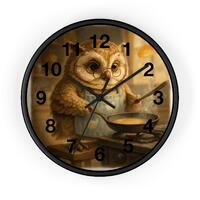 Owl Chef Wall Clock, Vintage Style Kitchen Decor