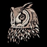 Owl Embroidery Design, Woodland Bird Portrait, Detailed Feather Texture, Machine Stitch Pattern, Ins