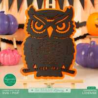 Vintage Style Halloween Owl SVG | Retro Spooky Owl Cut File | Layered Halloween Decor for Laser Cutt