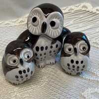 Adorable vintage mini ceramic Owl family figurines