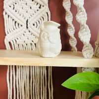 Vintage Professor Owl Mini Bisque Ceramic Figurine Graduation Cap Diploma