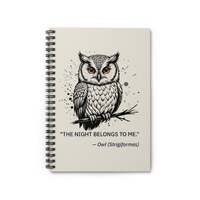 Owl Notebook, The Night Belongs to Me Quote, Minimalist Animal Journal, Nature Lover Gift, Wisdom Bi