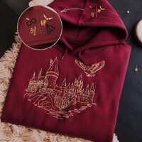 Embroidered Wizard Castle Owl Hoodie, Wizard Shirt, Magic School Shirt Wizard School Shirt, Magical