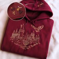 Wizard Castle Owl Embroidered Hoodie, Wizard Shirt, Magical School Shirt, Fantasy Lover Gift, Univer
