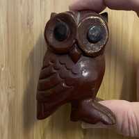 Small vintage carved wooden owl