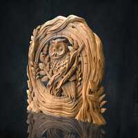 Owl Cnc Router STL Files, Birds Bas Relief Sculpture Artcam, Vetric, Engraver, Carving, Cut 3D,  Stl