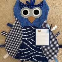 Handmade Baby Tag Animal Oliver Owl Sensory, Ribbon, Security, Lovie Blanket