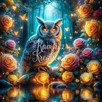 Owl & Roses / Foral / Woods / Digital File / PNG / Shirt Design
