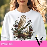 Dark Cottagecore Owl Art, Vintage Gothic Forest Design, Enchanted Nature Illustration, Witchy Aesthe