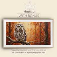 Last Autumn Owl | Samsung Frame TV Art | Digital Download | Woodland Wildlife Wall Art | Cozy Fall H