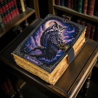 Owl Wisdom Leather Journal – Handmade Deckle Edge Grimoire, Book of Shadows