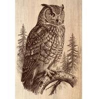 Horned Owl Laser Engraving File | Rustic Wildlife Art (PNG Digital Download)