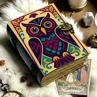 400 Page Owl Grimoire Journal – Blank Book of Shadows | Leather Spell Book of Wisdom | Handmad