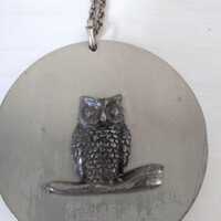 Vintage Newburyport Pewter Owl Pendant Necklace l Towle