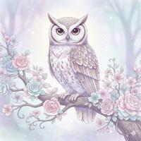 Hibou floral mystique