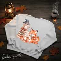 Autumn Fox PNG, Cozy Fall Owl Clipart, Pumpkin Coffee Sublimation