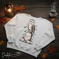 Owl Graveyard PNG, Gothic Halloween Clipart, Vintage Spooky Design