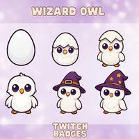 Wizard Snow Owl Sub Badges Twitch | | Bits |Owl Sub Badges | Cute Owl for twitch | Emote | Channel P