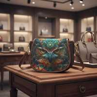 Boho PU Leather Saddle Bag, Mystic Owl Flap (Adjustable Strap)