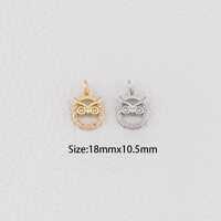 18K Gold Filled Owl Pendant,CZ Owl Charm Bracelet Necklace for DIY Jewelry Making Supply
