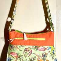 Owl Print Crossbody Bag--Handmade Fabric Shoulder bag--Zippered Everyday Purse--One-of-a-Kind--Whims