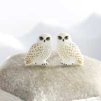 Snow Owl Earrings, Bird Earrings Jewelry Gift for Bird Watchers and Animal Lovers, Hypoallergenic Po