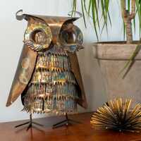 Mid Century Brutalist Metal Owl Sculpture - MCM - 1970s - Torch Cut