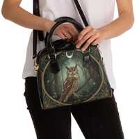 Woodland Guardian Owl of Enchanted Calm Shoulder Bag - Everyday Handbag - Gift for Naturecore Girl -