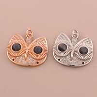 Silver Filled Owl Charms,Rose Gold CZ Flying Pendant for DIY Jewelry Making Supply