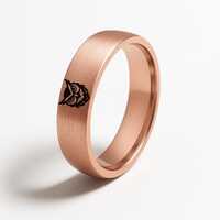 Owl Design Brushed 18K Rose Gold Plated Tungsten Ring: 6mm Comfort Fit Wedding Band, Free Engraving,