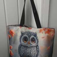 Cute owl large tote shoulder bag