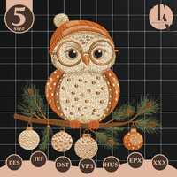Christmas Owl Embroidery Designs, Spooky Cute Owl Machine Embroidery, Merry Chirtmas Embroidery File