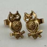 9ct gold owl studs earrings