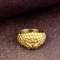 Handmade Brass Owl Ring, Vintage Gold Dome Ring