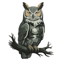 Night Owl - Machine Embroidery Design - 3 Sizes, Wild owl design, Forest owl design