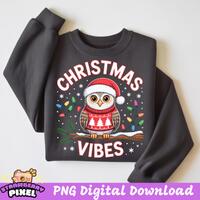Owl Christmas Png, Christmas Vibes Png, Santa Hat Animal Png, Christmas Tshirt Png, Hoodie Png, Swea
