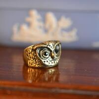 Vintage Brass Owl Ring; Statement Owl Ring; Owl Lover ring; Gold Brass Owl Ring; Size 7 Ring