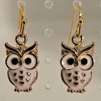 Owl Enamel Charm Earings on golden backs. Select 1 pair.