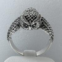 3D Owl Ring Sterling Silver 925, Handmade Wisdom Totem, Animal Spirit Jewelry, Nature Inspired State