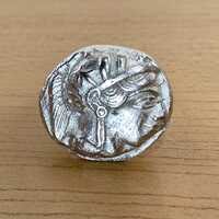 Vintage Sterling Silver Ring of Athenian Owl Coin Tetradrachm Large Size