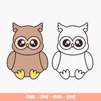 Owl SVG cutting files layered and outlined for Cricut & PNG for Sublimation